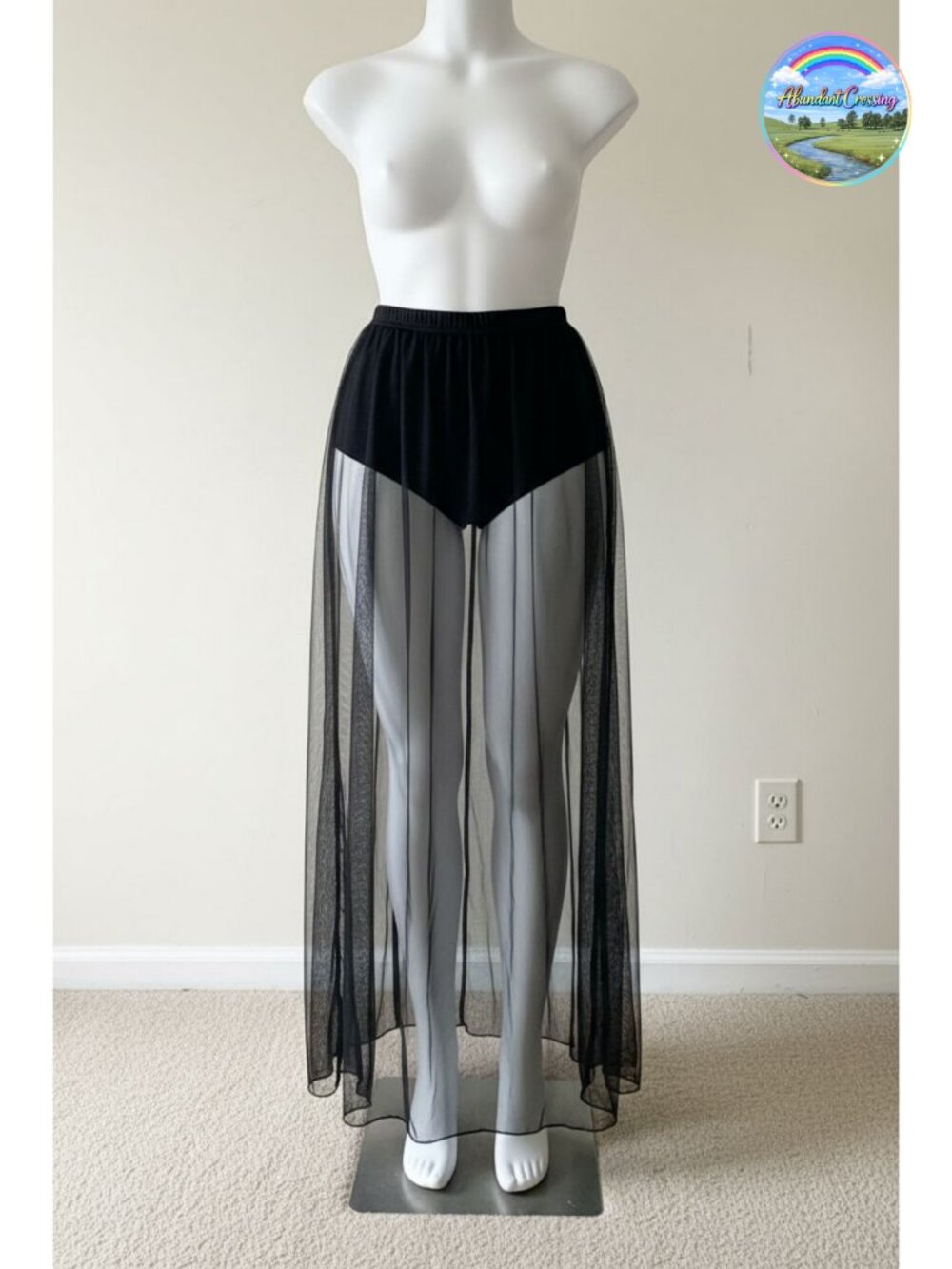 Sheer Mesh High Waist A-Line Maxi Skirt Rave Festival Clubwear